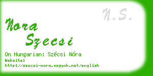 nora szecsi business card