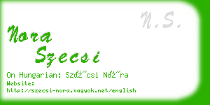 nora szecsi business card